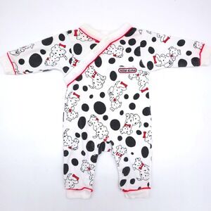 Vintage Mine Alone Dalmatian Romper Kids White Black Polka Dot Snap 6M